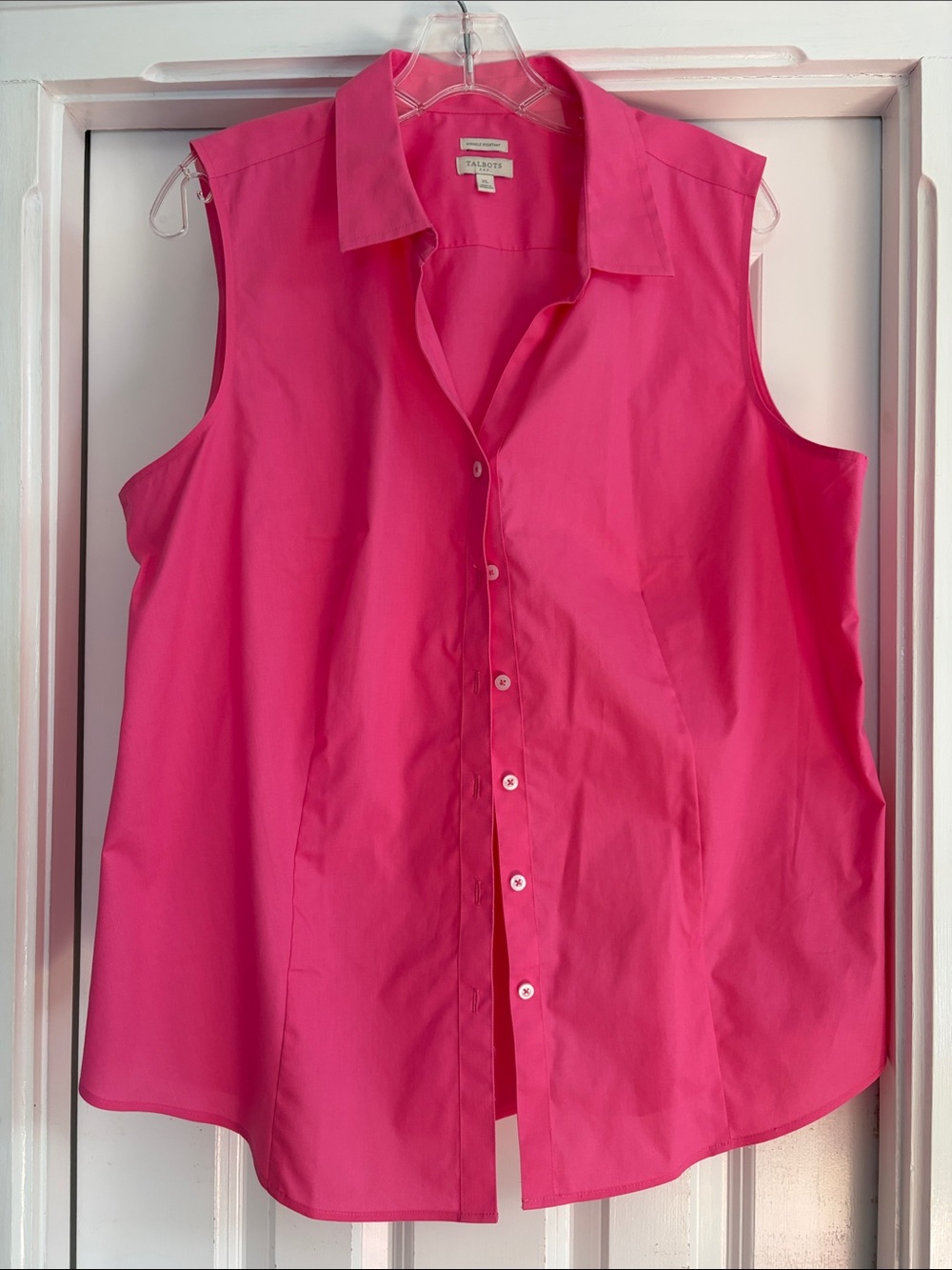 Talbots Vibrant Hot Pink Sleeveless Button-Front Blouse